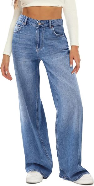 Women Wide Leg Jeans High Waist Baggy Jean Loose Boyfriend Jeans Denim Pants