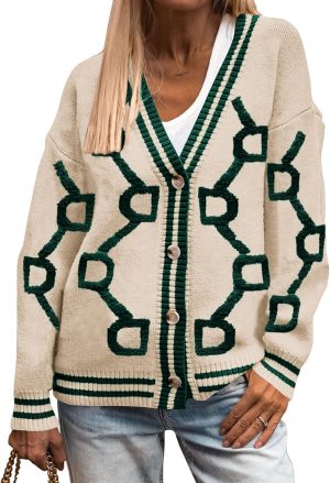 Women's Spring Fall Chunky Knit Cardigan Sweaters Casual Open Front Button Up Winter Coats Outerwear